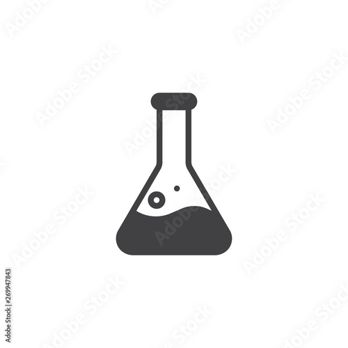 Test tube conical flask vector icon. filled flat sign for mobile concept and web design. Laboratory glassware glyph icon. Symbol, logo illustration. Vector graphics