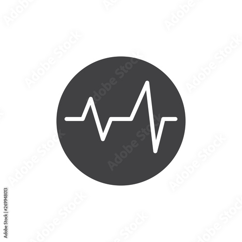 Heartbeat pulse in circle vector icon. filled flat sign for mobile concept and web design. Heart pulse cardiogram glyph icon. Symbol, logo illustration. Vector graphics