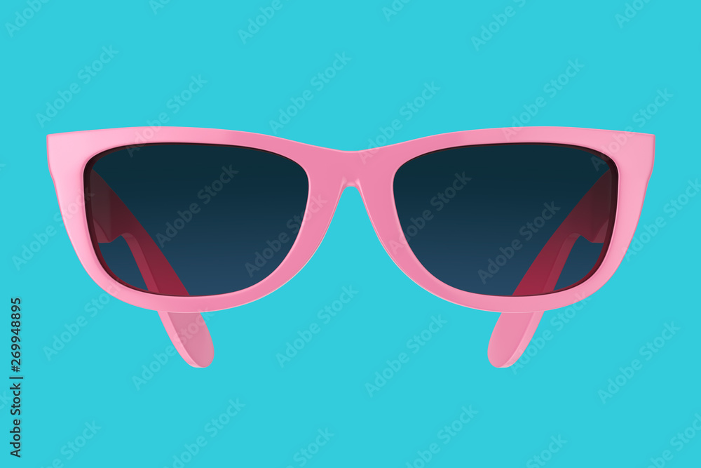 Modern Cool Sunglasses In Pink Plastic Frame. 3d Rendering