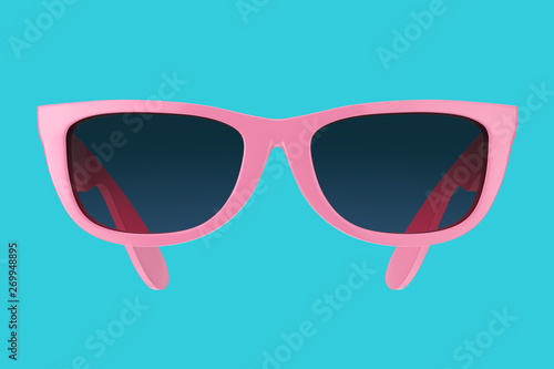 Modern Cool Sunglasses In Pink Plastic Frame. 3d Rendering