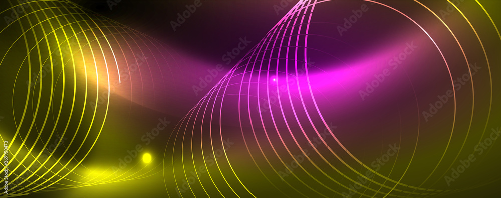 Techno glowing background, futuristic dark template with neon light effects and simple forms, vector Techno glowing background, futuristic dark template with neon light effects and simple forms, vector