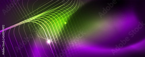 Shiny glowing design background, neon style lines, technology concept, vector