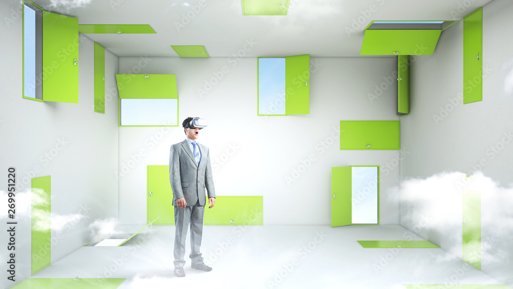 Fototapeta premium Right decision making and virtual reality. Mixed media