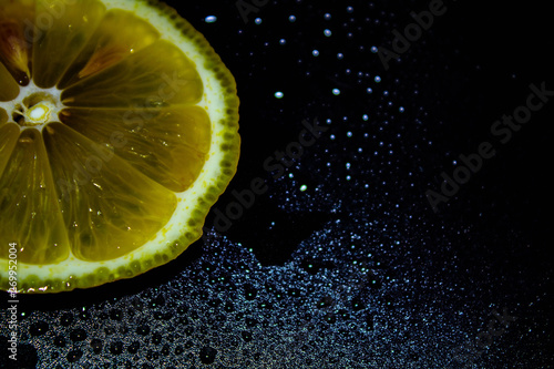 lemon on black background, yellow, black background