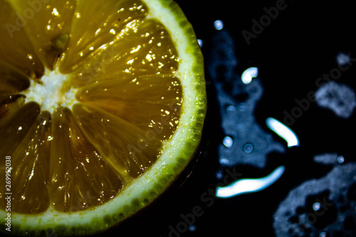 lemon on black background, yellow, black background