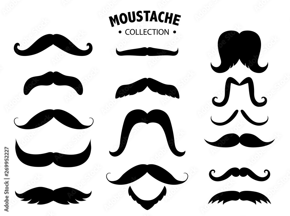 Set of mustaches silhouettes,Men's mustaches,Vector illustrations Set of mustaches silhouettes,Men's mustaches,Vector illustrations