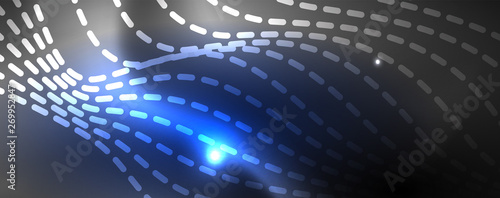 Neon vector wave lines abstract background, magic futuristic techno design