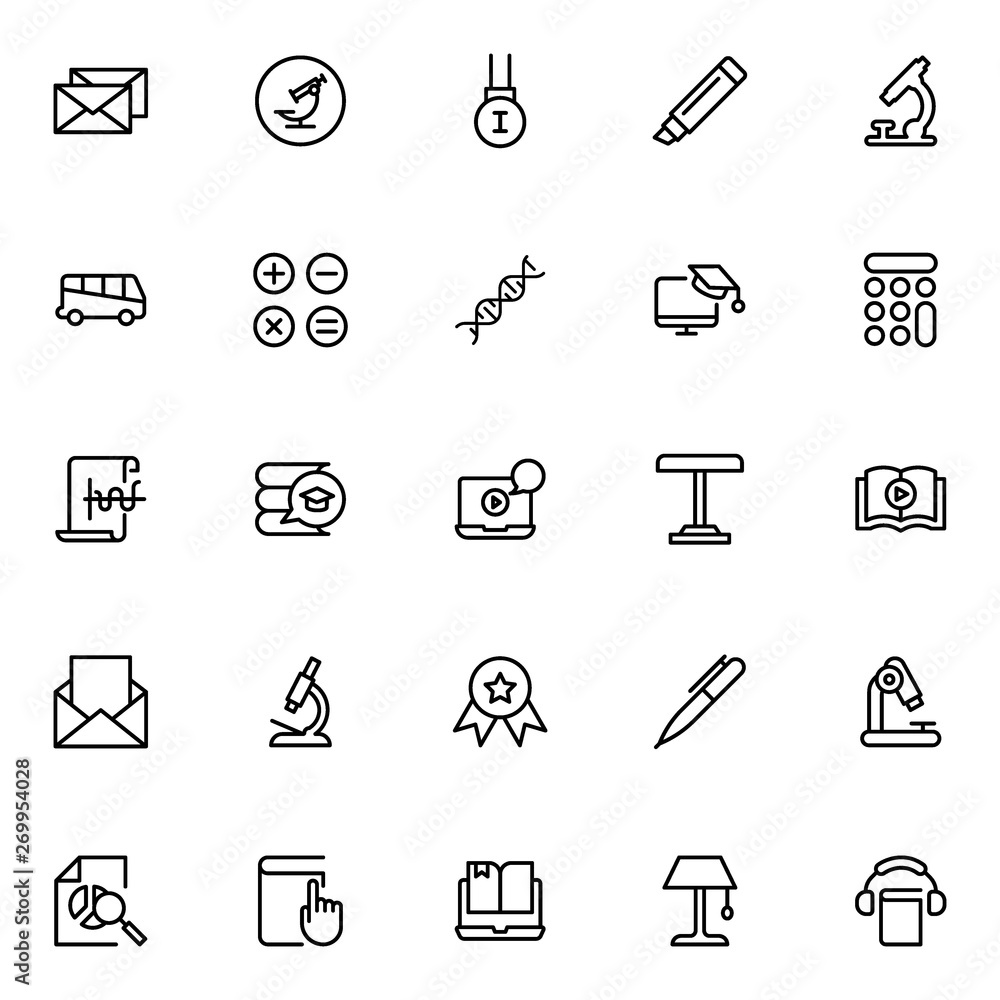 College line icon set. Collection of pixel perfect high quality black outline logo for web site design and mobile apps. College graduate vector illustration on a white background College line icon set. Collection of pixel perfect high quality black outline logo for web site design and mobile apps. College graduate vector illustration on a white background