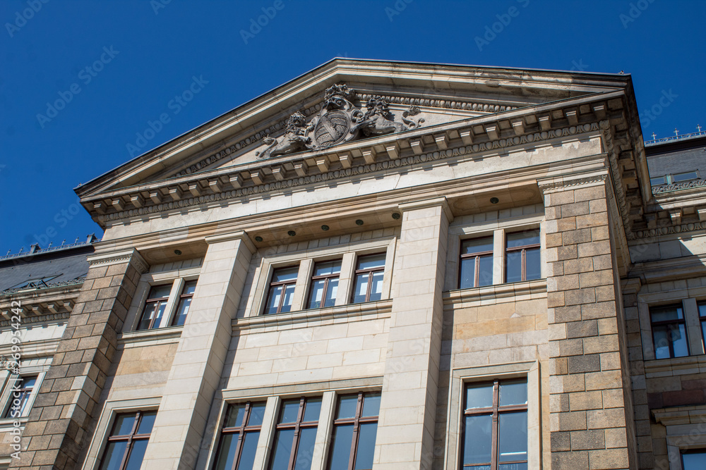 Historical buildings in Dresden old town in sunny spring day, Germany 