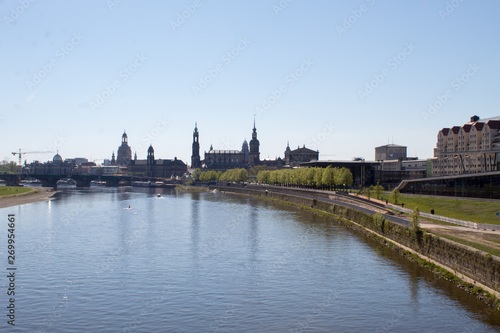 Panorama of Dresden Old Town over the Elbe River in spring, Germany. Panorama of Dresden Old Town over the Elbe River in spring, Germany.