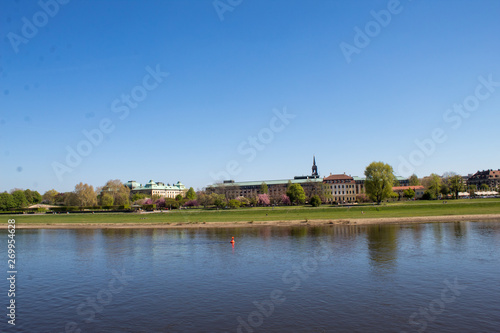 Panorama of Dresden Old Town over the Elbe River in spring, Germany.  © Olena