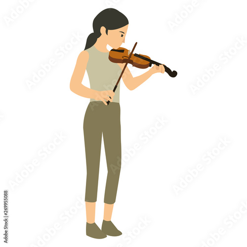Girl violinist play a classical music instrument tone