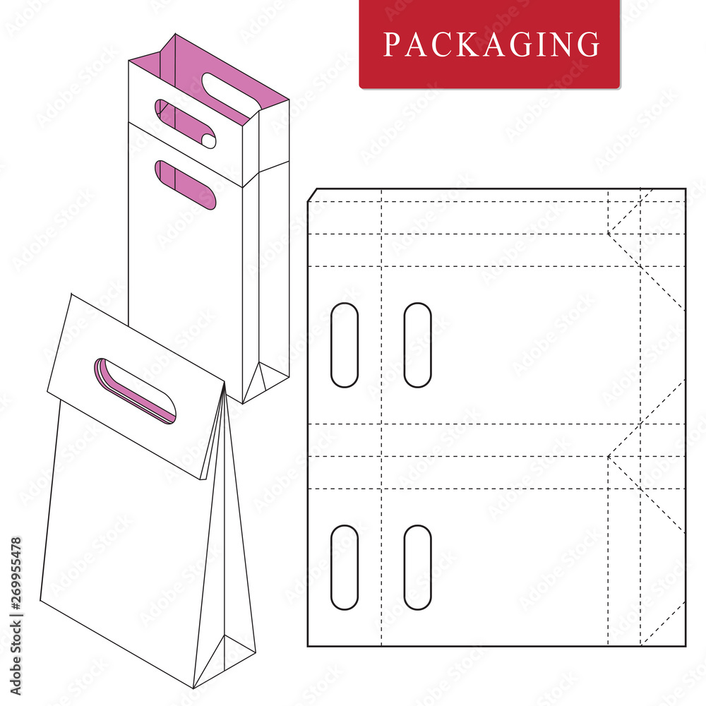 Bag packaging template for wearing.Vector Illustration of packaging ...