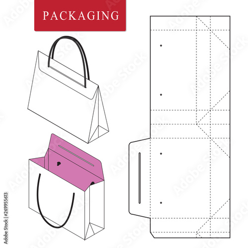 Bag packaging template for wearing.Vector Illustration of packaging.Isolated White Retail Mock up.