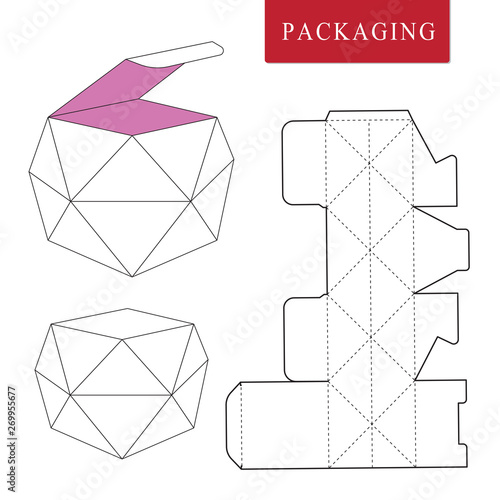 Fruit concept package.Vector Illustration of Box.Package Template. Isolated White Retail Mock up.