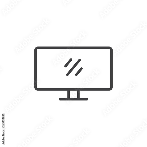 Computer monitor line icon. Television linear style sign for mobile concept and web design. Widescreen TV display outline vector icon. Symbol, logo illustration. Vector graphics