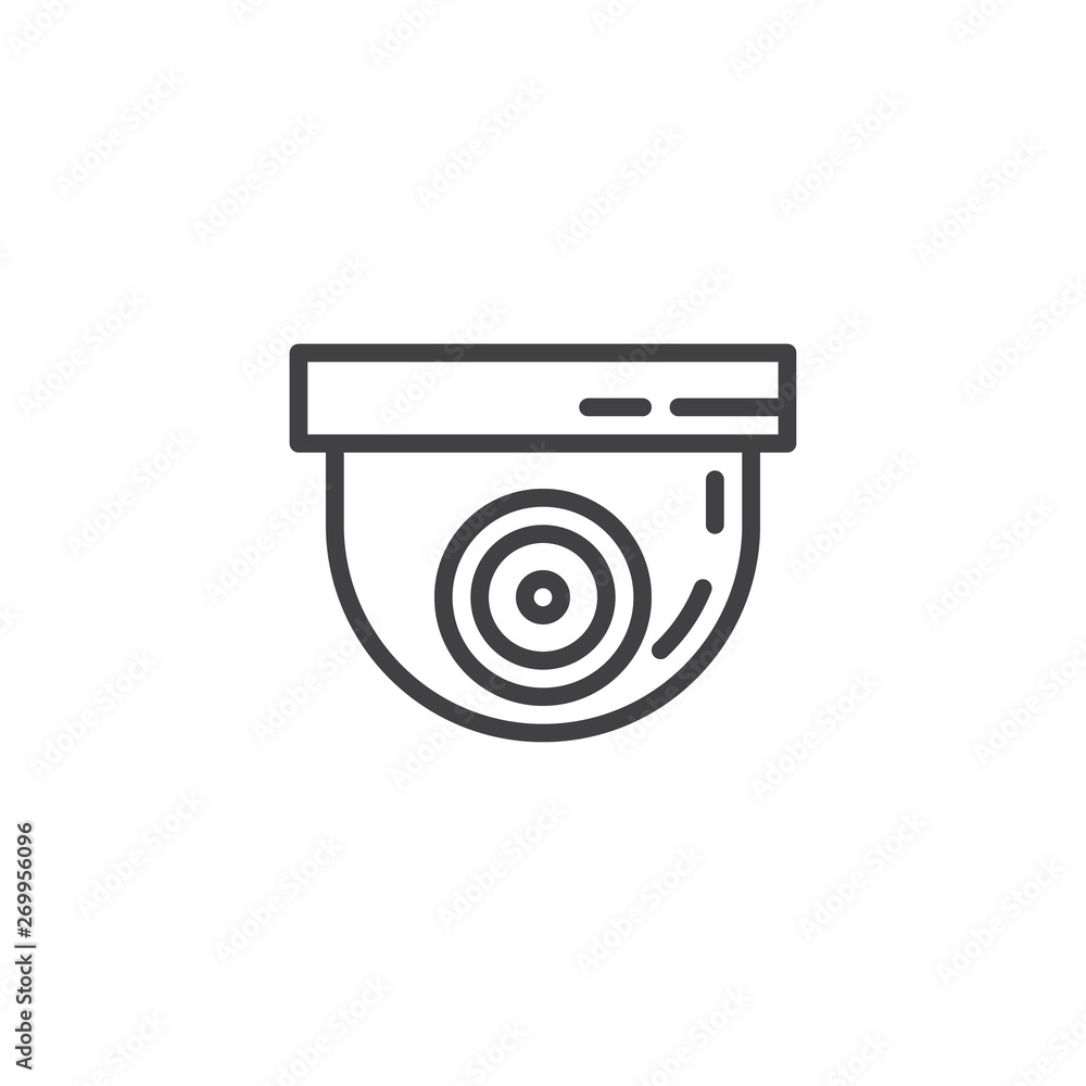 Surveillance camera line icon. cctv linear style sign for mobile concept and web design. Security dome camera outline vector icon. Symbol, logo illustration. Vector graphics Surveillance camera line icon. cctv linear style sign for mobile concept and web design. Security dome camera outline vector icon. Symbol, logo illustration. Vector graphics