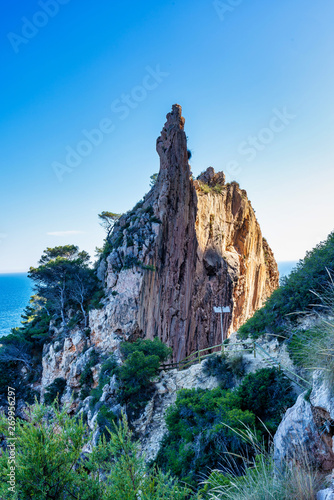 Beautiful rocky coastline in Moraira, Costa Blanca, Spain