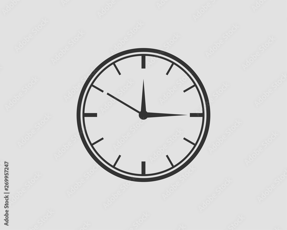 Clock icon vector. Flat design element watch isolated on white background. Clock icon vector. Flat design element watch isolated on white background.