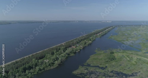 Wallpaper Mural Aerial view. Huge dam. Drone flies over the river, lakes and swamp. 4K Torontodigital.ca