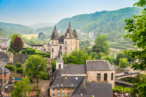 Durbuy, Walloon city in the Belgian province of Luxembourg. Beautiful medieval castle in the city centre.  photo