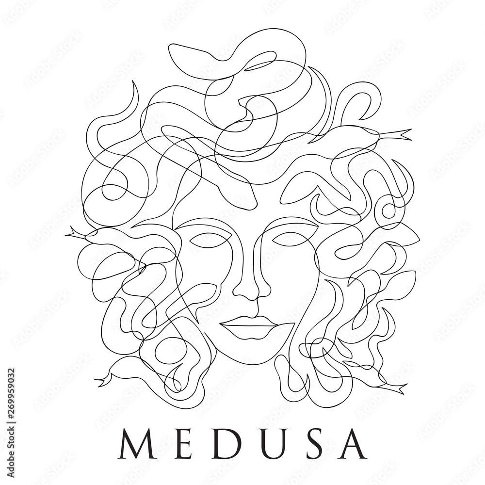 medusa face continuous single line style - Thin Line medusa face continuous single line style - Thin Line