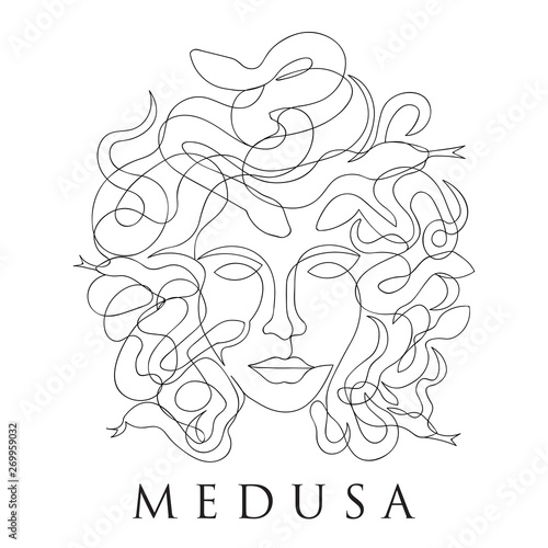 Canvas Print medusa face continuous single line style - Thin Line