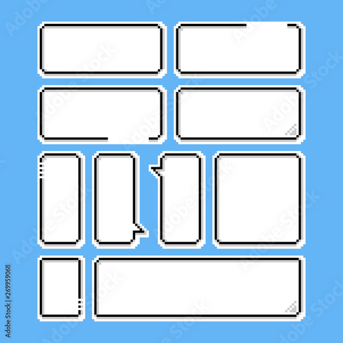 Pixel game speech bubble set.8bit.