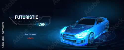 3D isometric image of a smart or intelligent car. Autonomous car without a driver. Full color illustration in concept of a smart car. Vector illustration