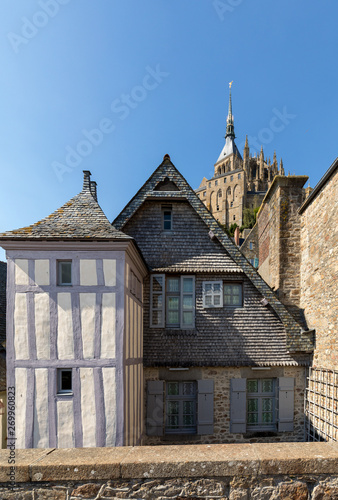  Ancient buildings of the old town on the famous Mont Saint Michel island in France © wjarek
