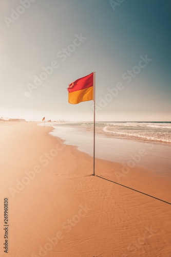 Warning flag on the beach