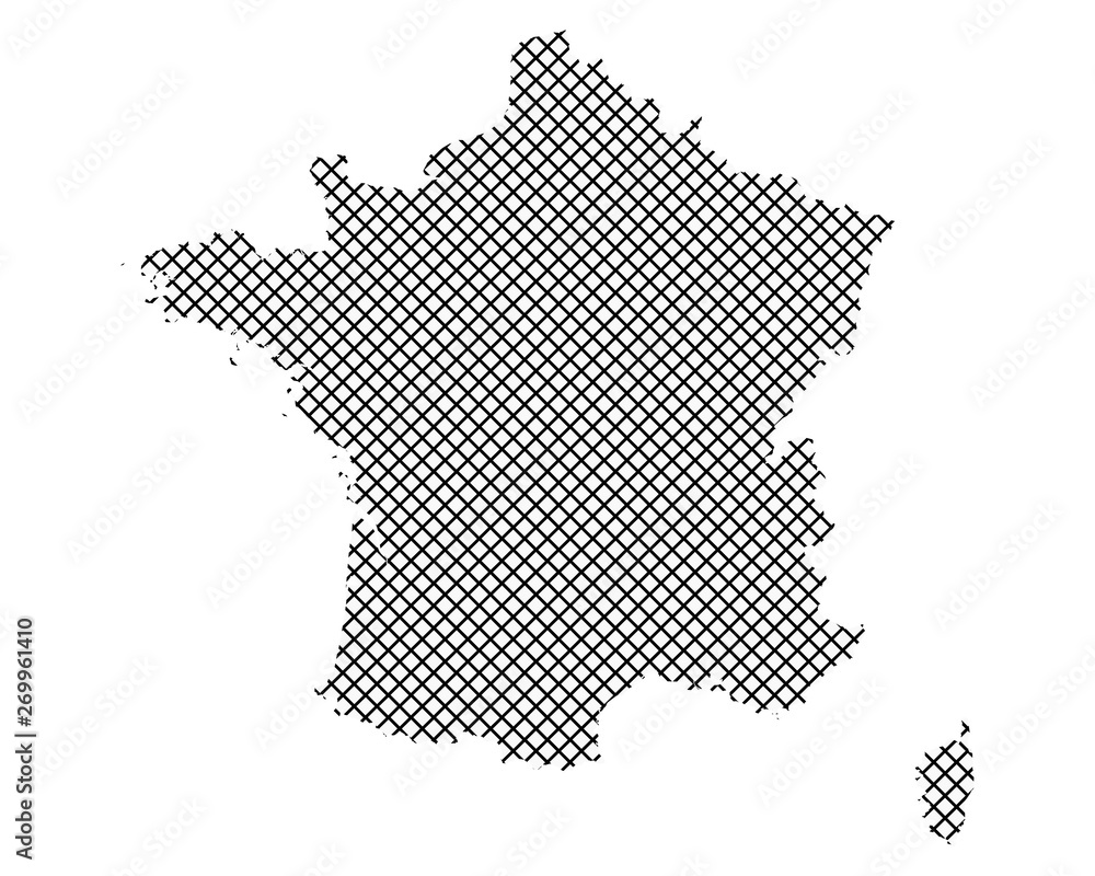 Karte von Frankreich auf einfachem Kreuzstich