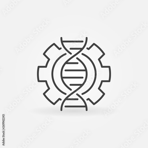 DNA in Cogwheel vector concept linear icon or design element