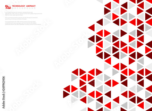 Abstract red cube of geometric hexagonal low pattern design technology. illustration vector eps10