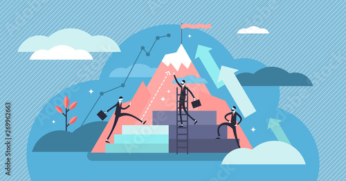 Career vector illustration. Flat tiny work growth progress persons concept.