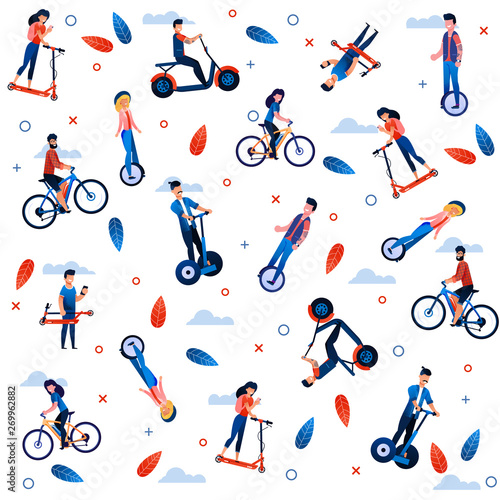 Cartoon Ecological Transport Flat Seamless Pattern