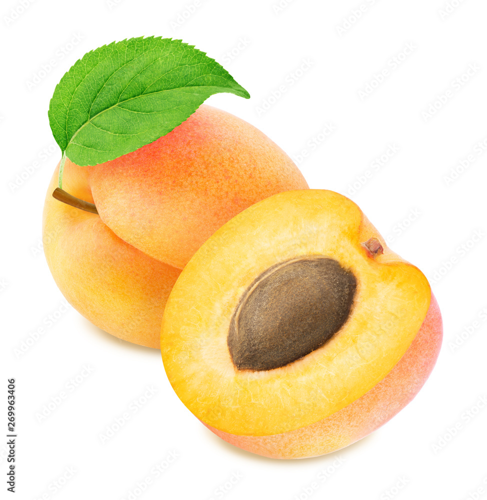 Composition with Ripe Apricots Isolated on White Background