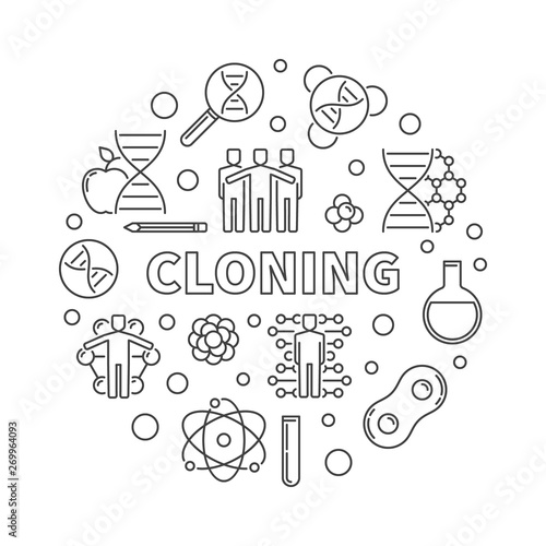 Cloning vector minimal concept round illustration in thin line style