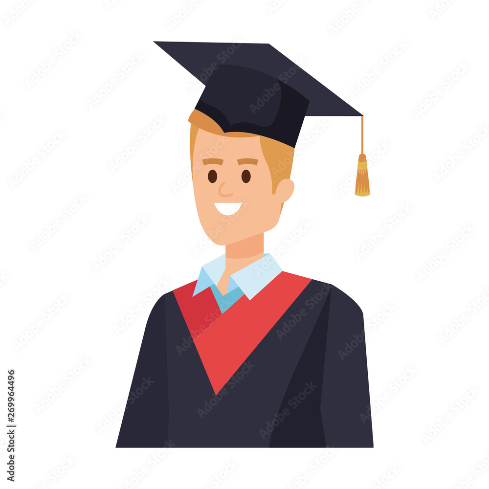 young man student graduated with hat young man student graduated with hat