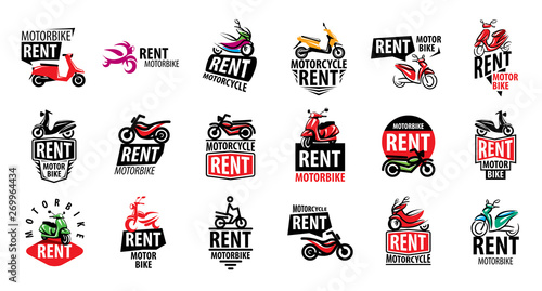 Motorcycle logo for rent. Vector illustration on white background