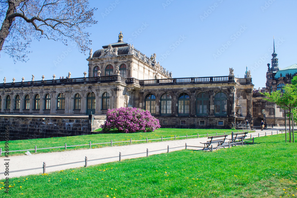 Dresden, Germany - The most famous and beautiful palace complex in Germany Zwinger in the Baroque style is always filled with tourists.