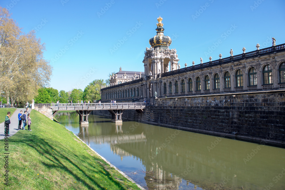 Dresden, Germany - The most famous and beautiful palace complex in Germany Zwinger in the Baroque style is always filled with tourists.