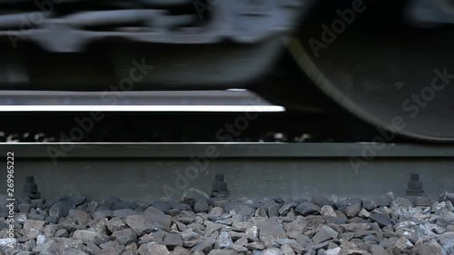 Close-up of a wheeled pair (wheeled cart) of a freight railway train