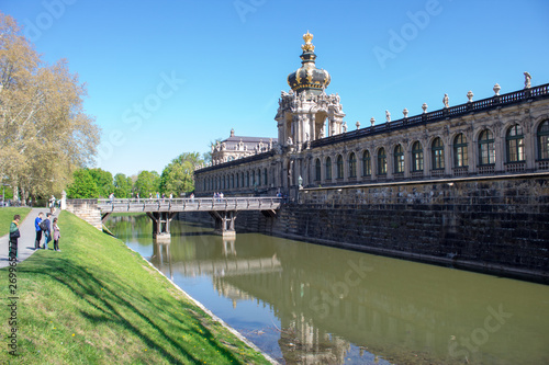 Dresden, Germany - The most famous and beautiful palace complex in Germany Zwinger in the Baroque style is always filled with tourists.