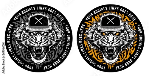 Roaring Tiger in Snapback Sticker Design