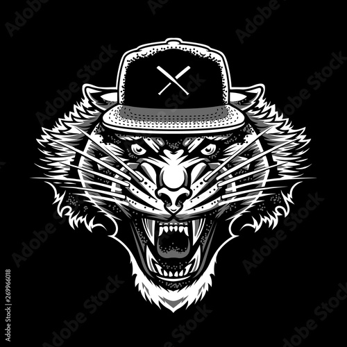 Roaring Tiger in Snapback Vector Art