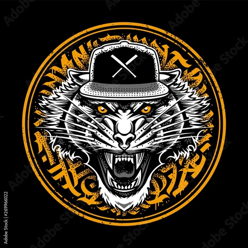 Roaring Tiger in Snapback with Graffiti