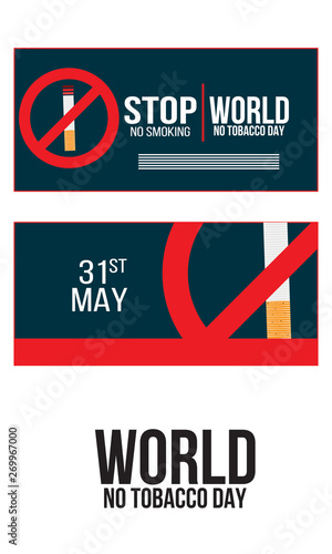 Concept of No smoking and World No Tobacco Day. Banner - Vector