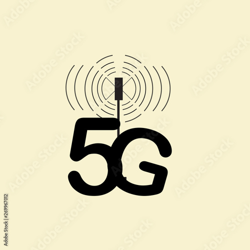 Vector technology icon network sign 5G. Illustration 5g internet symbol in flat line minimalism style. - Vector photo