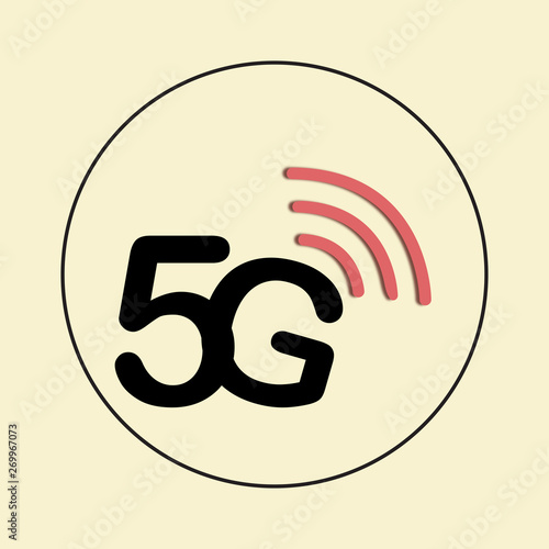 Vector technology icon network sign 5G. Illustration 5g internet symbol in flat line minimalism style. - Vector